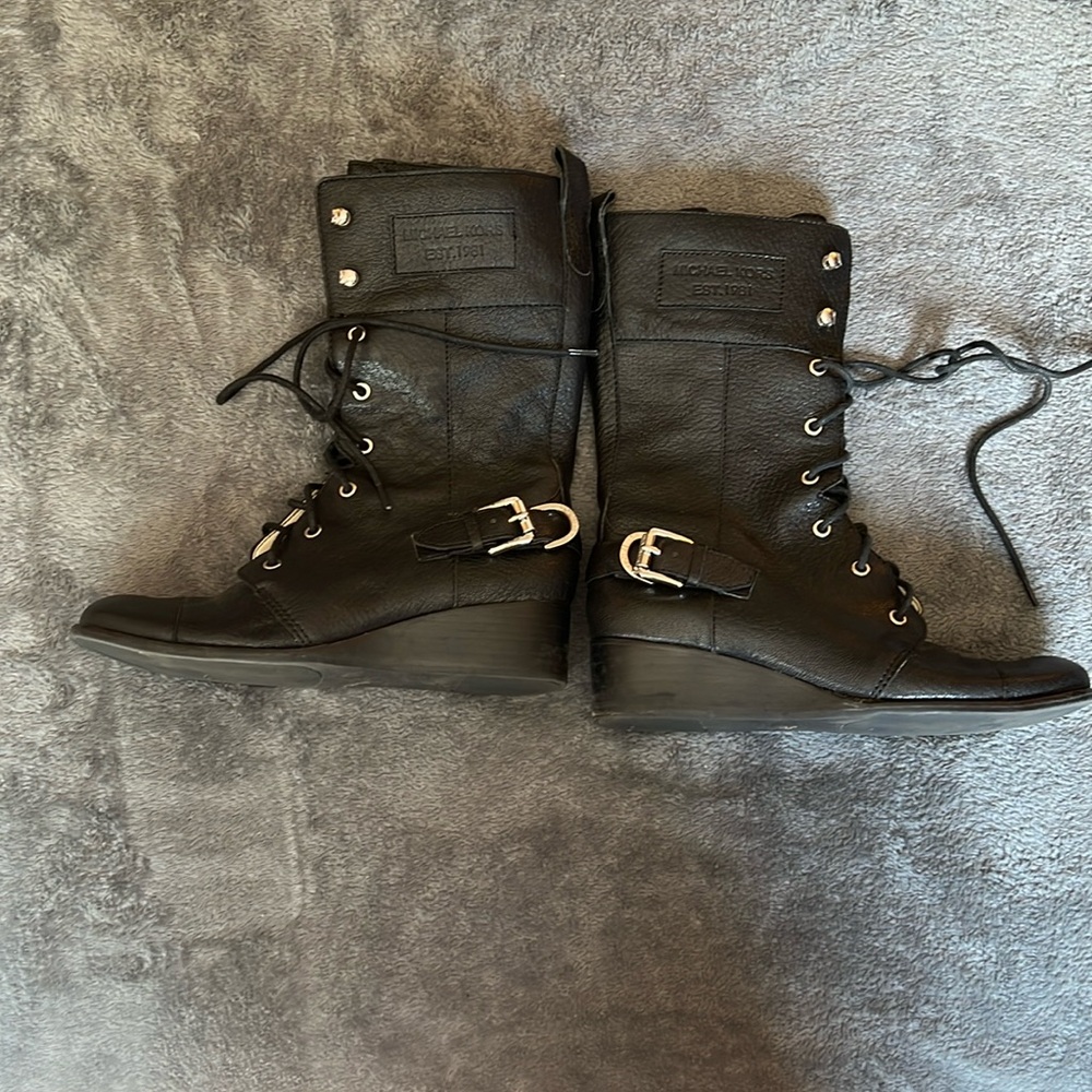 Black Michael Kors black laces ankle boots. Size 6M.